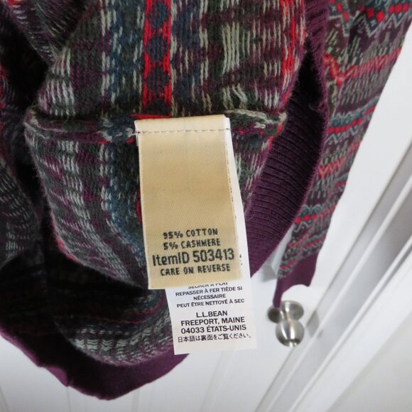 L.L. Bean Women’s Purple Cotton Cashmere Fair Isle Turtleneck Sweater Medium-Reg - Picture 8 of 8